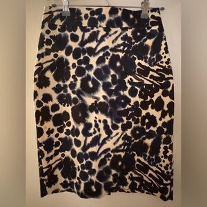 Ann Taylor Black and Cream Animal Print Pencil Skirt